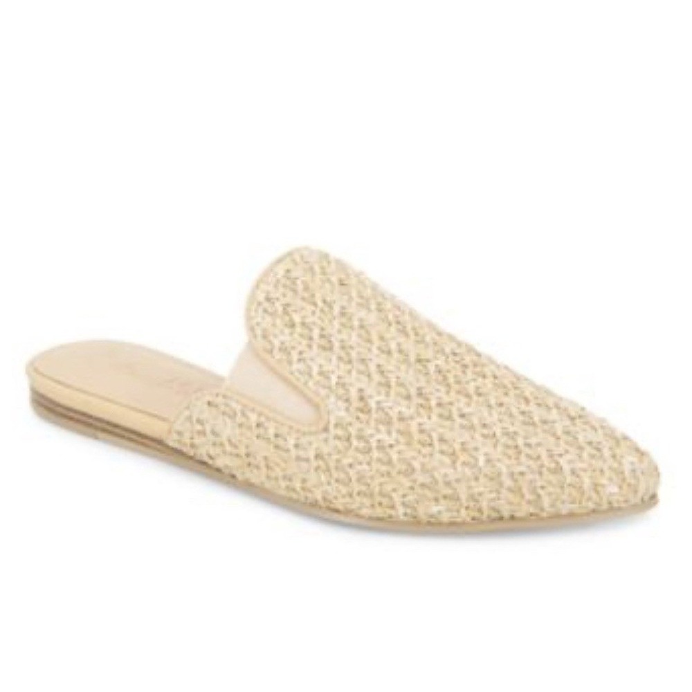 SPLENDID Size 6 Beige Mules Slip On Woven Flats Cream Raffia Shoes NEW LEEZA $79